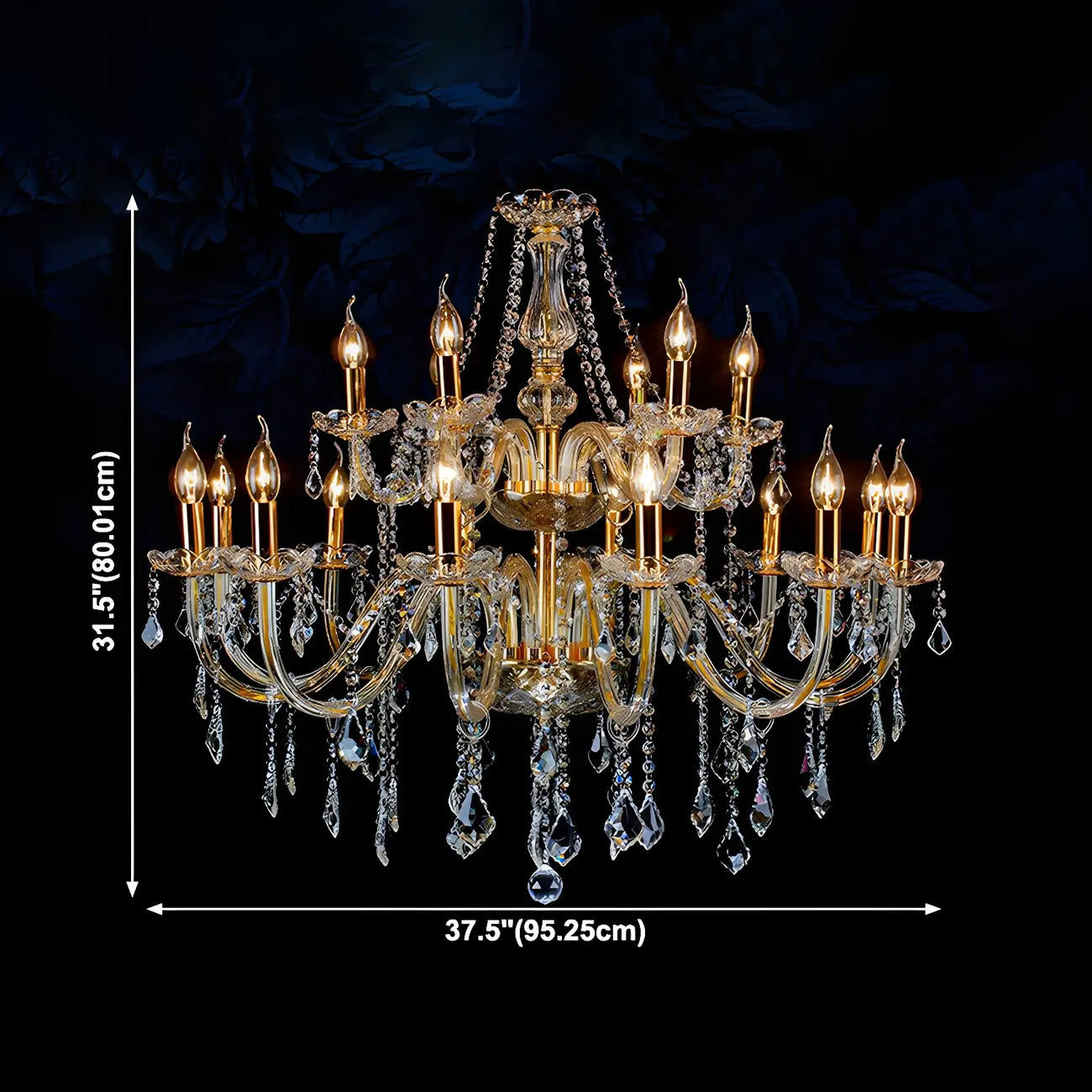 Lustre candélabre en cristal luxueux de style milieu du siècle