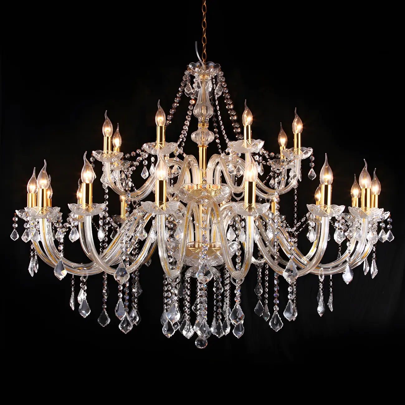 Lustre candélabre en cristal luxueux de style milieu du siècle