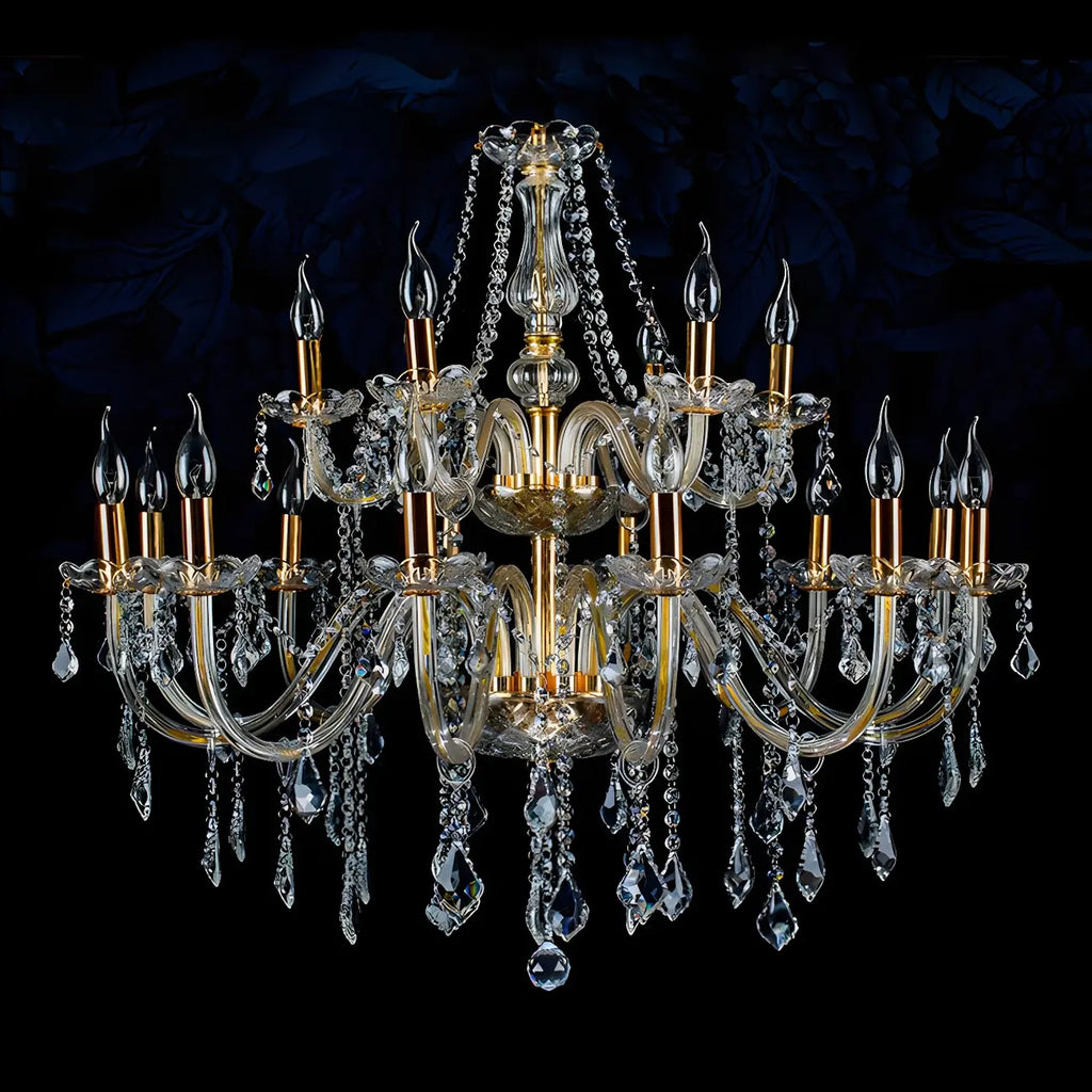 Lustre candélabre en cristal luxueux de style milieu du siècle