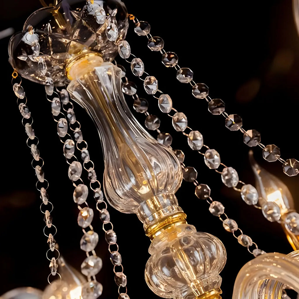 Lustre candélabre en cristal luxueux de style milieu du siècle