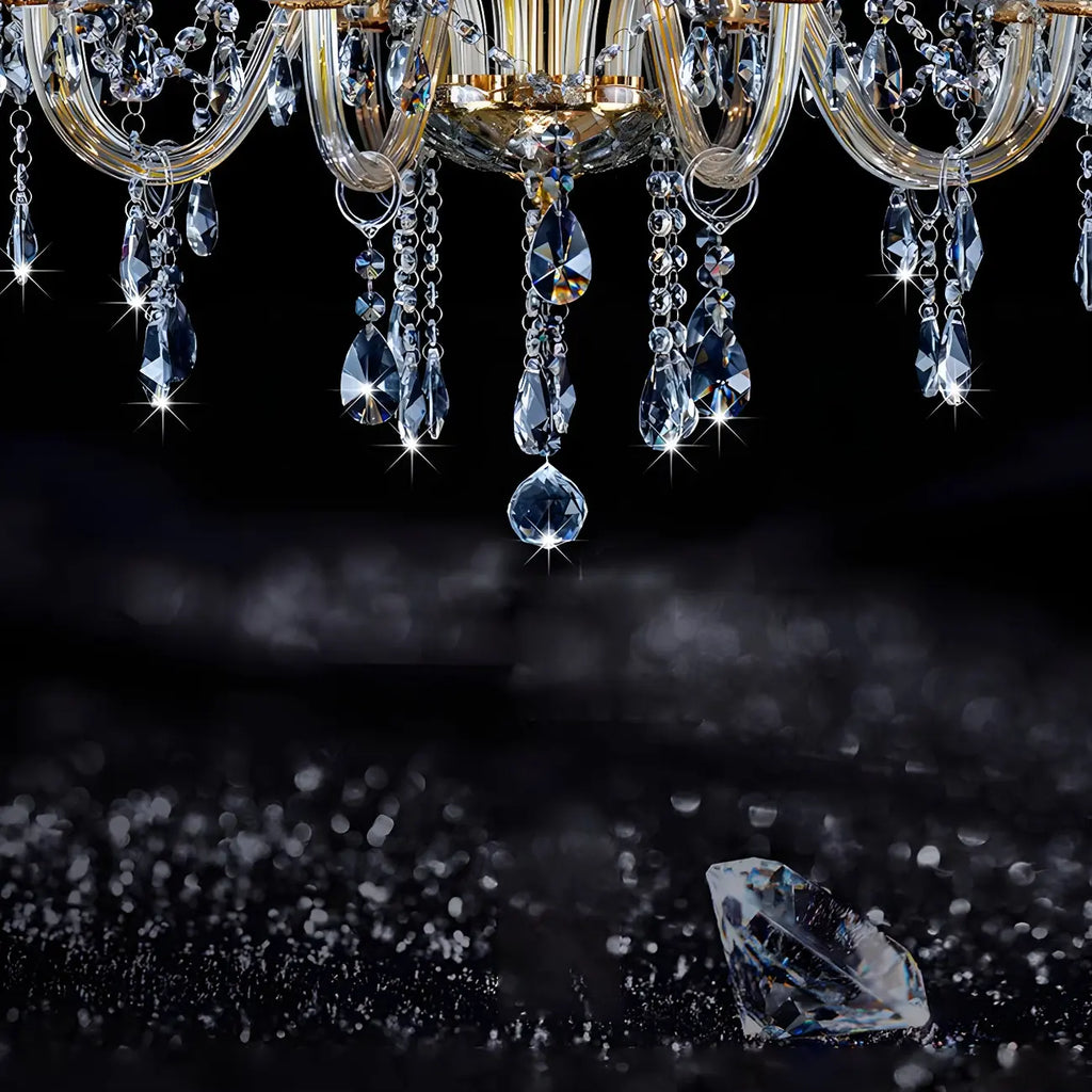 Lustre candélabre en cristal luxueux de style milieu du siècle