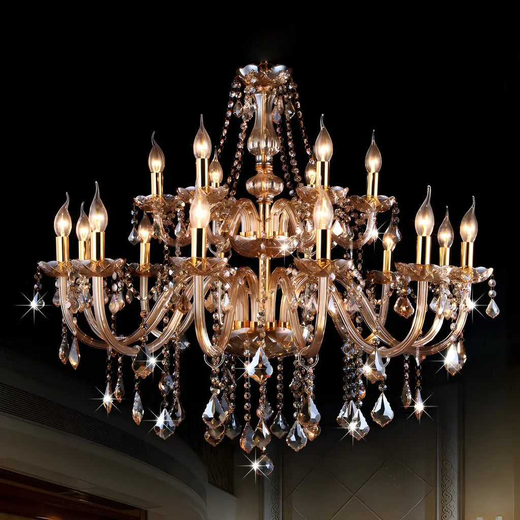 Lustre candélabre en cristal luxueux de style milieu du siècle
