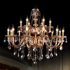 Lustre candélabre en cristal luxueux de style milieu du siècle