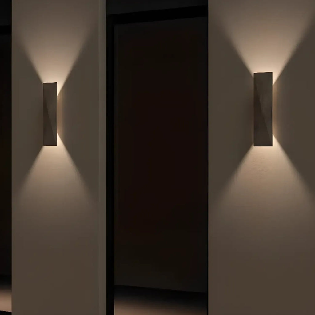Applique murale extérieure rectangulaire grise moderne à 2 lumières LED