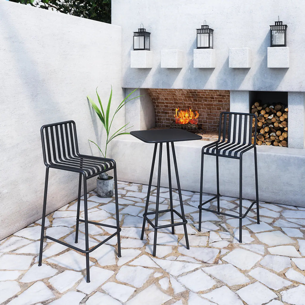 Table de bar minimaliste en métal noir, petite table d'extérieur