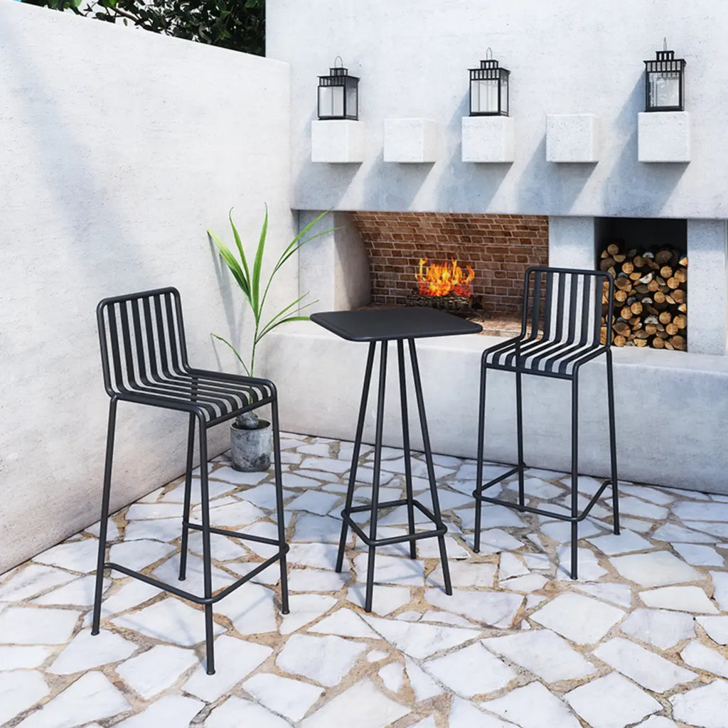 Table de bar minimaliste en métal noir, petite table d'extérieur