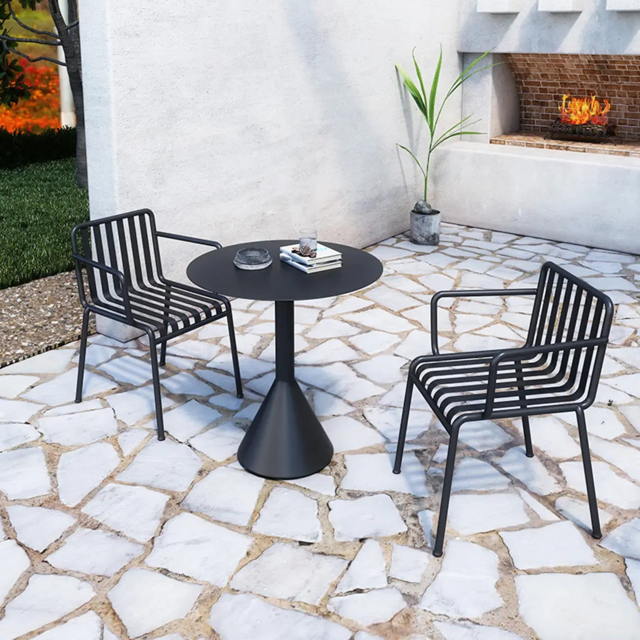 Table de bar minimaliste en métal noir, petite table d'extérieur