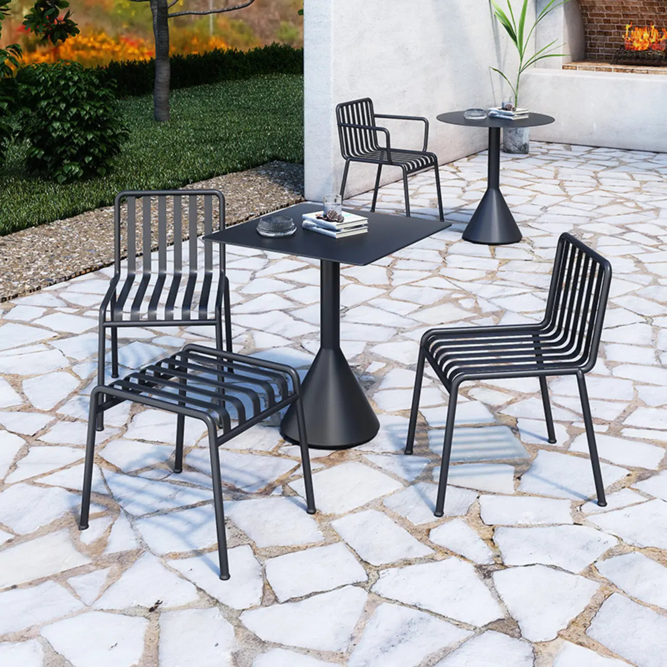 Table de bar minimaliste en métal noir, petite table d'extérieur