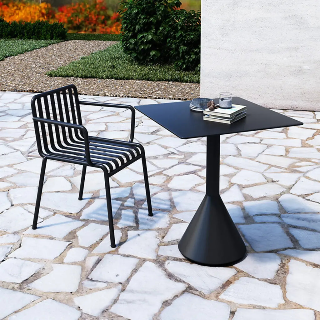 Table de bar minimaliste en métal noir, petite table d'extérieur