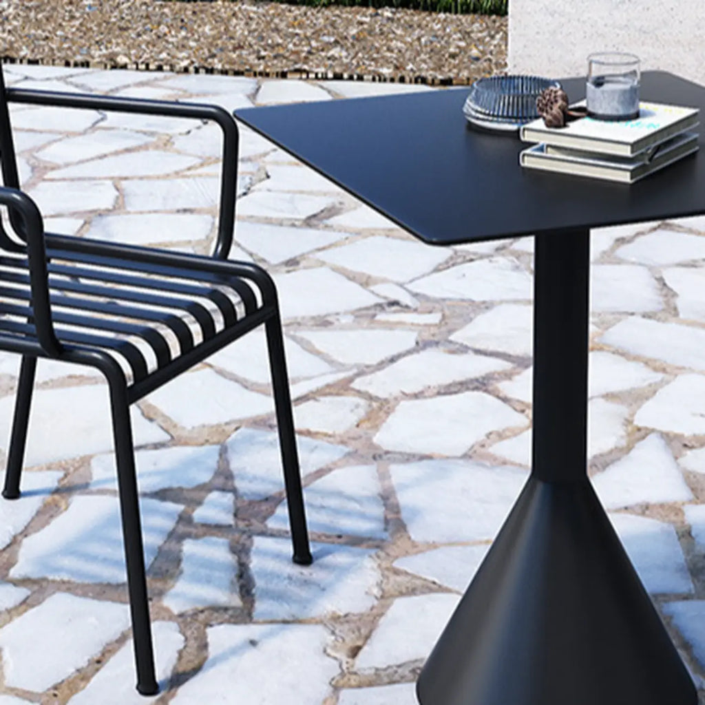 Table de bar minimaliste en métal noir, petite table d'extérieur