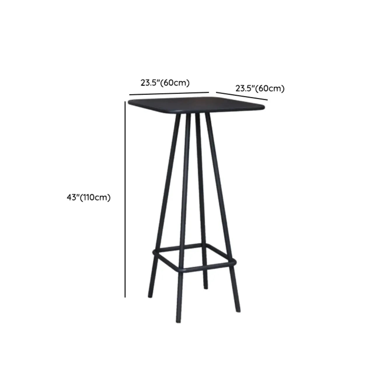 Table de bar minimaliste en métal noir, petite table d'extérieur