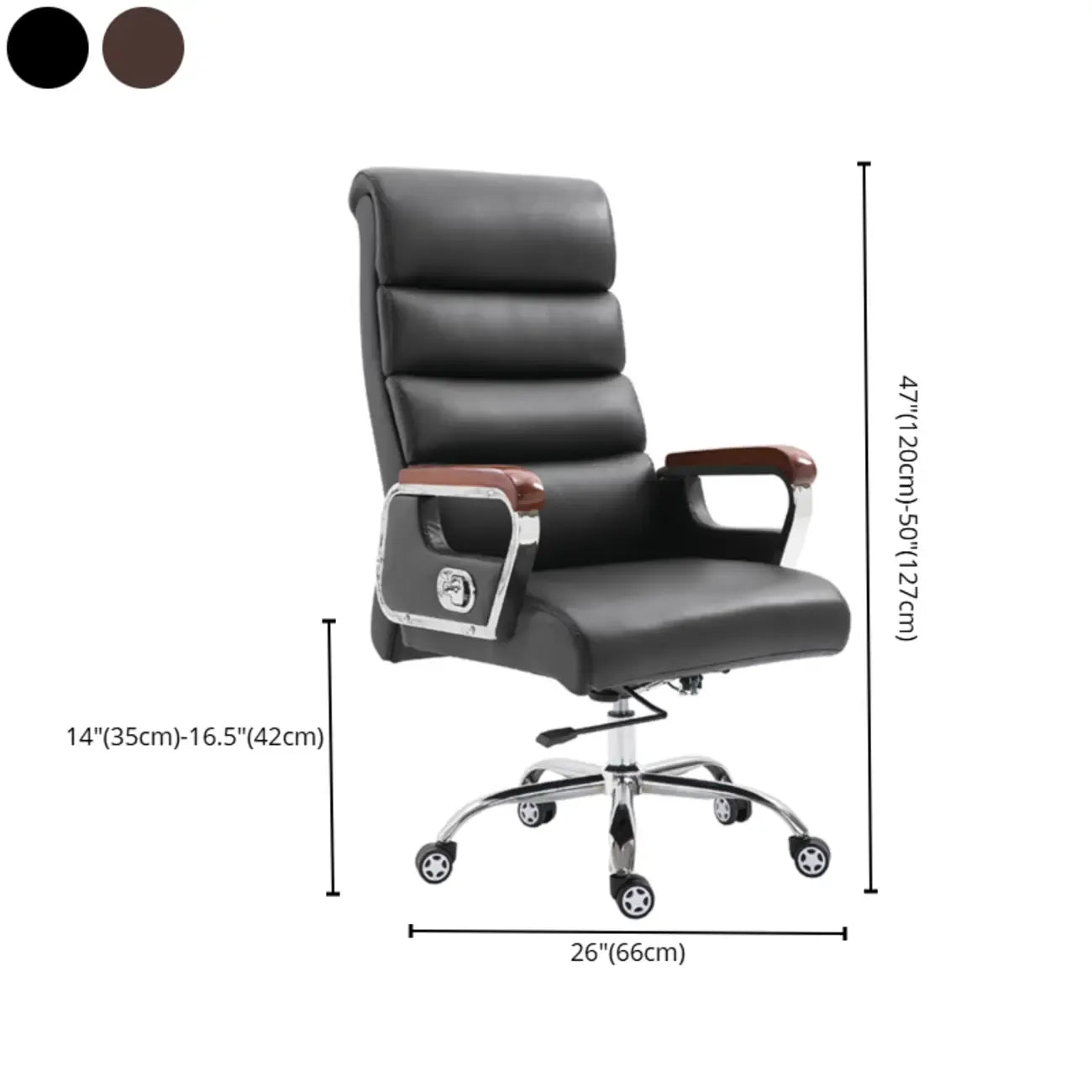 Sedia da ufficio girevole in pelle nera inclinabile
