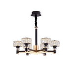 Lustre rond glamour à plusieurs niveaux en cristal avec LED à intensité variable