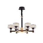 Lustre rond glamour à plusieurs niveaux en cristal avec LED à intensité variable