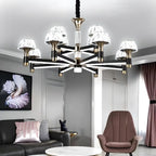 Lustre rond glamour à plusieurs niveaux en cristal avec LED à intensité variable