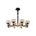 Lustre rond glamour à plusieurs niveaux en cristal avec LED à intensité variable