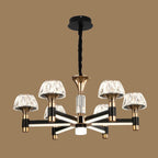 Lustre rond glamour à plusieurs niveaux en cristal avec LED à intensité variable