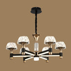 Lustre rond glamour à plusieurs niveaux en cristal avec LED à intensité variable