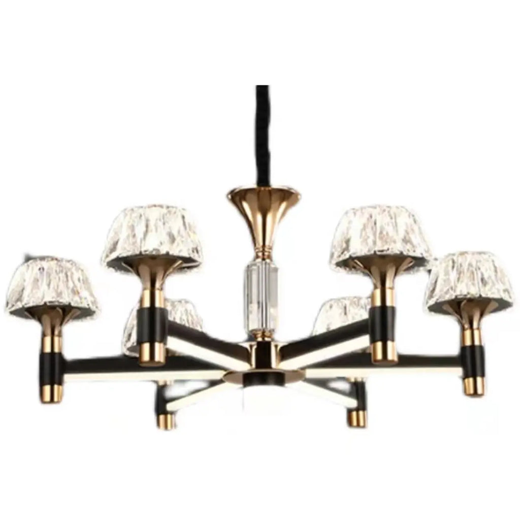 Lustre rond glamour à plusieurs niveaux en cristal avec LED à intensité variable