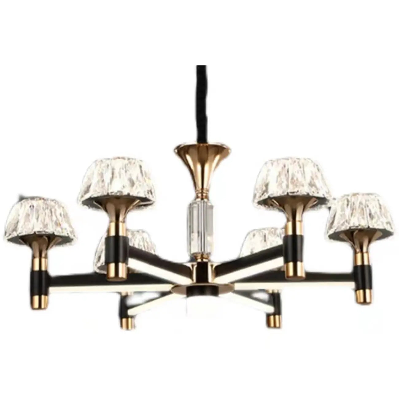 Lustre rond glamour à plusieurs niveaux en cristal avec LED à intensité variable