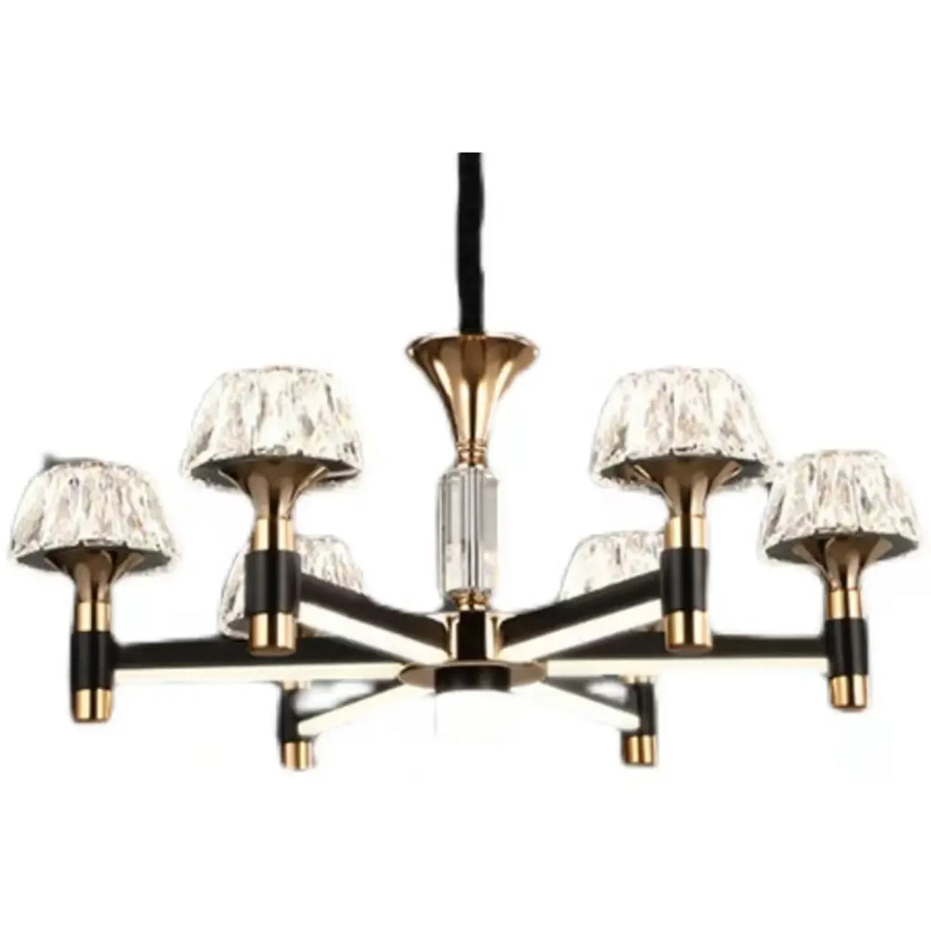 Lustre rond glamour à plusieurs niveaux en cristal avec LED à intensité variable