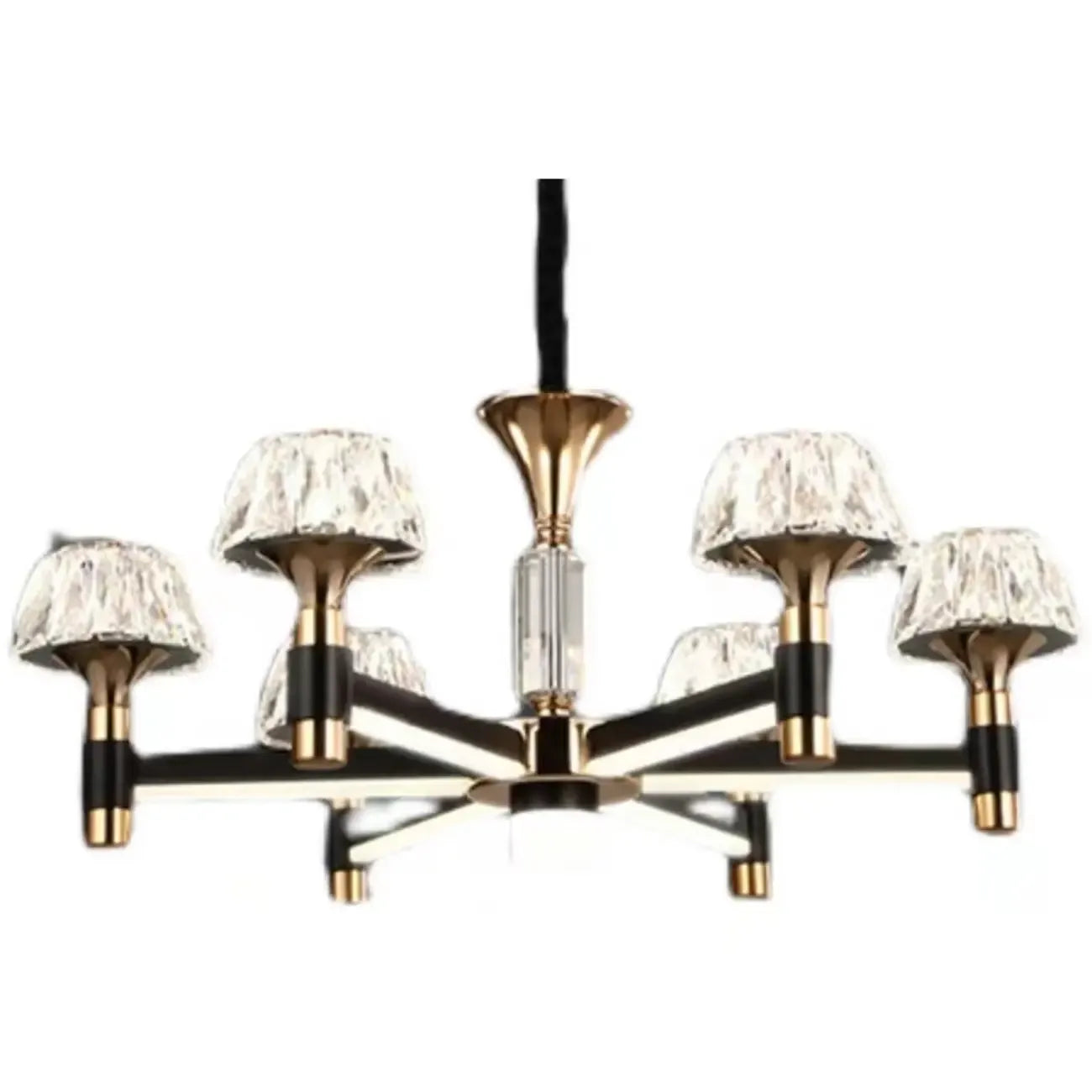 Lustre rond glamour à plusieurs niveaux en cristal avec LED à intensité variable