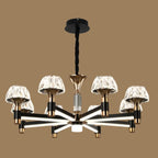Lustre rond glamour à plusieurs niveaux en cristal avec LED à intensité variable