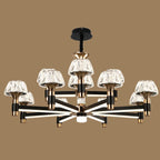 Lustre rond glamour à plusieurs niveaux en cristal avec LED à intensité variable