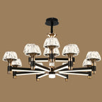Lustre rond glamour à plusieurs niveaux en cristal avec LED à intensité variable