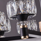 Lustre rond glamour à plusieurs niveaux en cristal avec LED à intensité variable
