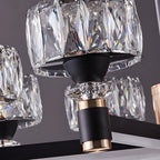 Lustre rond glamour à plusieurs niveaux en cristal avec LED à intensité variable