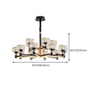 Lustre rond glamour à plusieurs niveaux en cristal avec LED à intensité variable