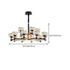 Lustre rond glamour à plusieurs niveaux en cristal avec LED à intensité variable