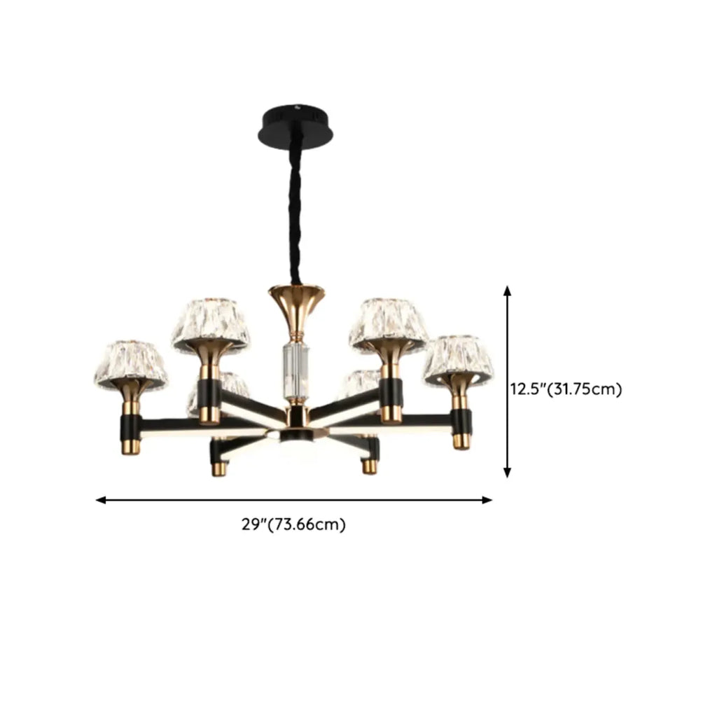 Lustre rond glamour à plusieurs niveaux en cristal avec LED à intensité variable