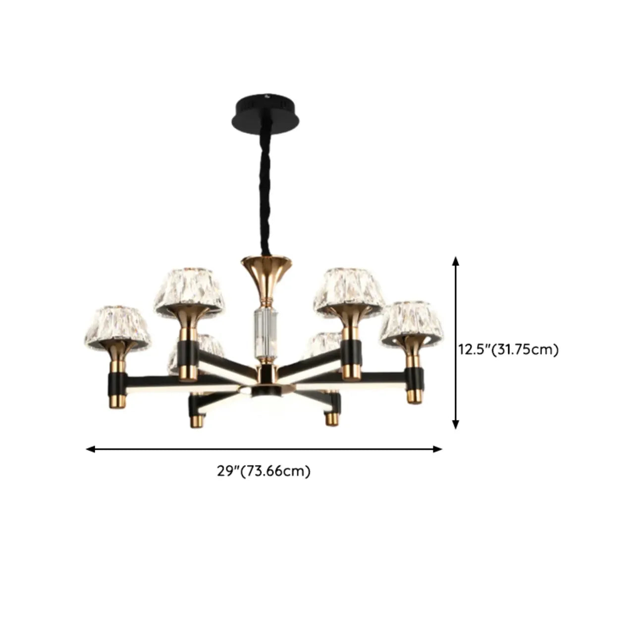 Lustre rond glamour à plusieurs niveaux en cristal avec LED à intensité variable