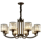 Lustre moderne en forme de cylindre de roue en métal noir et cristal pour salon ou hall d'entrée
