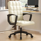 Chaise de bureau pivotante réglable moderne en similicuir noir