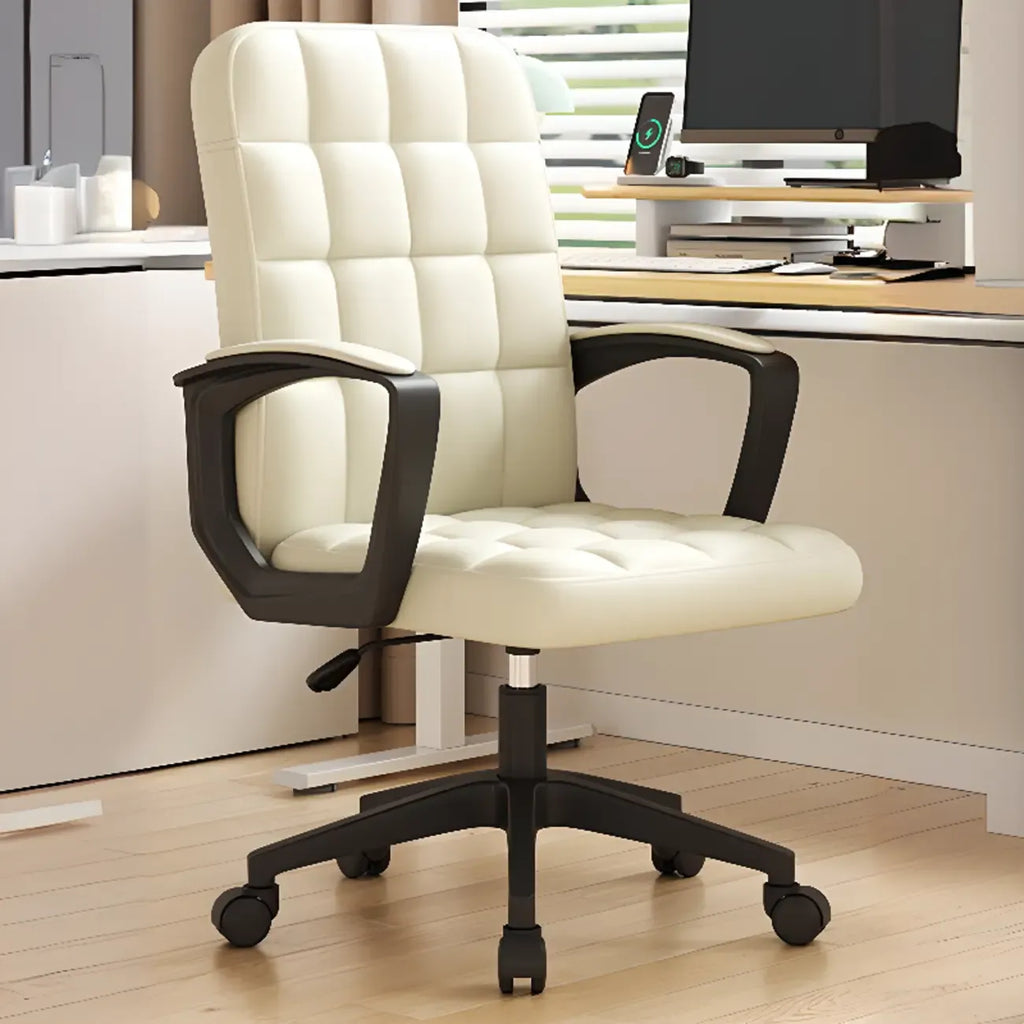 Chaise de bureau pivotante réglable moderne en similicuir noir