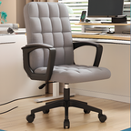 Chaise de bureau pivotante réglable moderne en similicuir noir