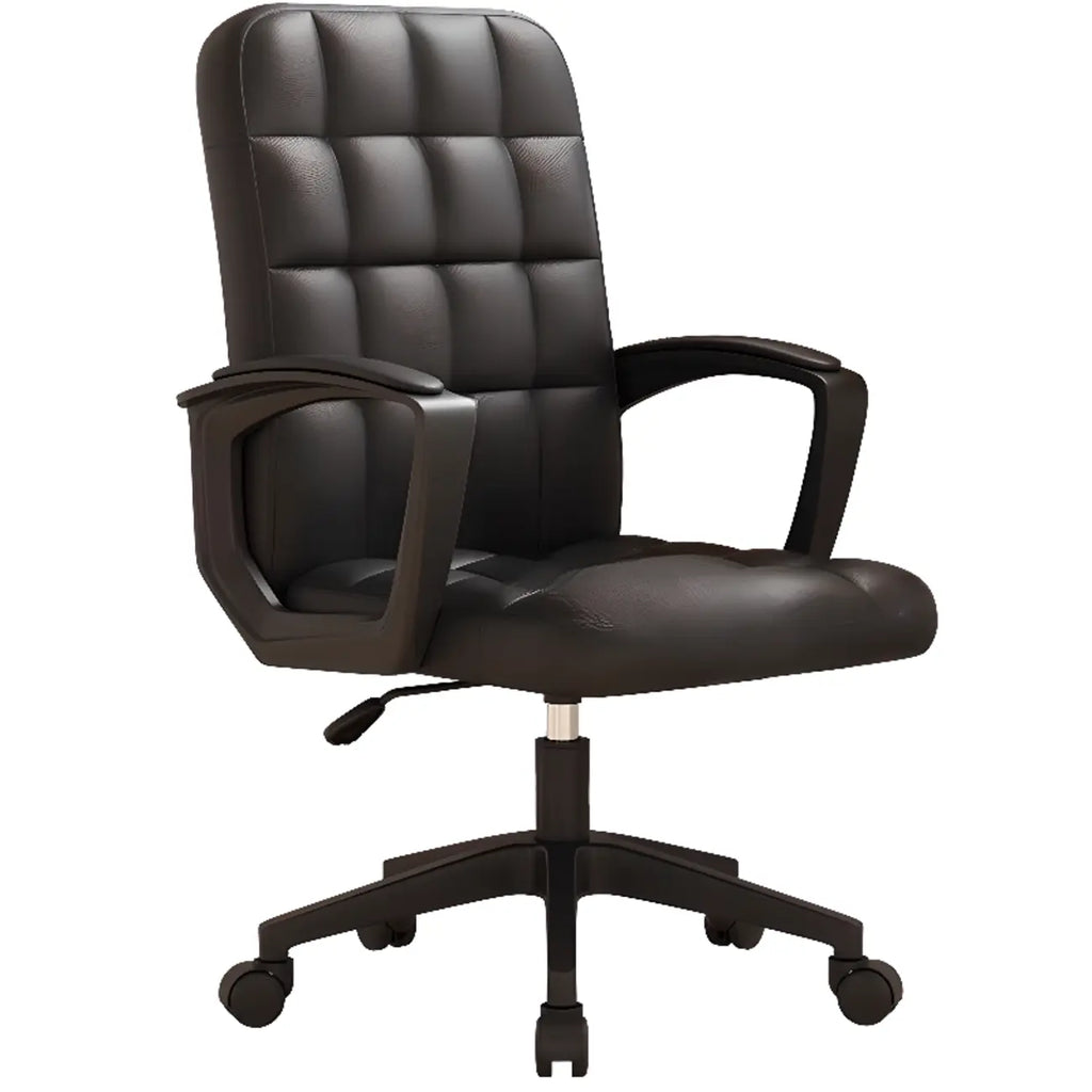 Chaise de bureau pivotante réglable moderne en similicuir noir