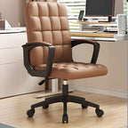 Chaise de bureau pivotante réglable moderne en similicuir noir