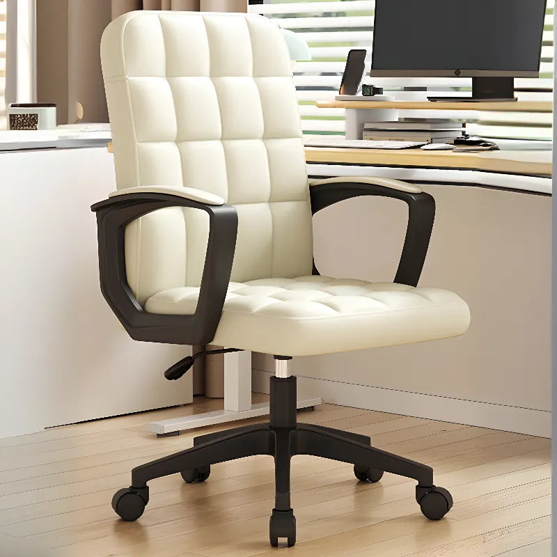 Chaise de bureau pivotante réglable moderne en similicuir noir