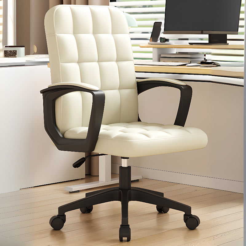 Chaise de bureau pivotante réglable moderne en similicuir noir