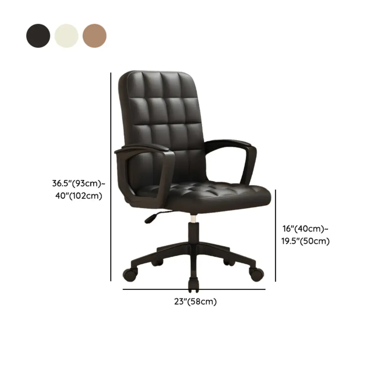 Chaise de bureau pivotante réglable moderne en similicuir noir