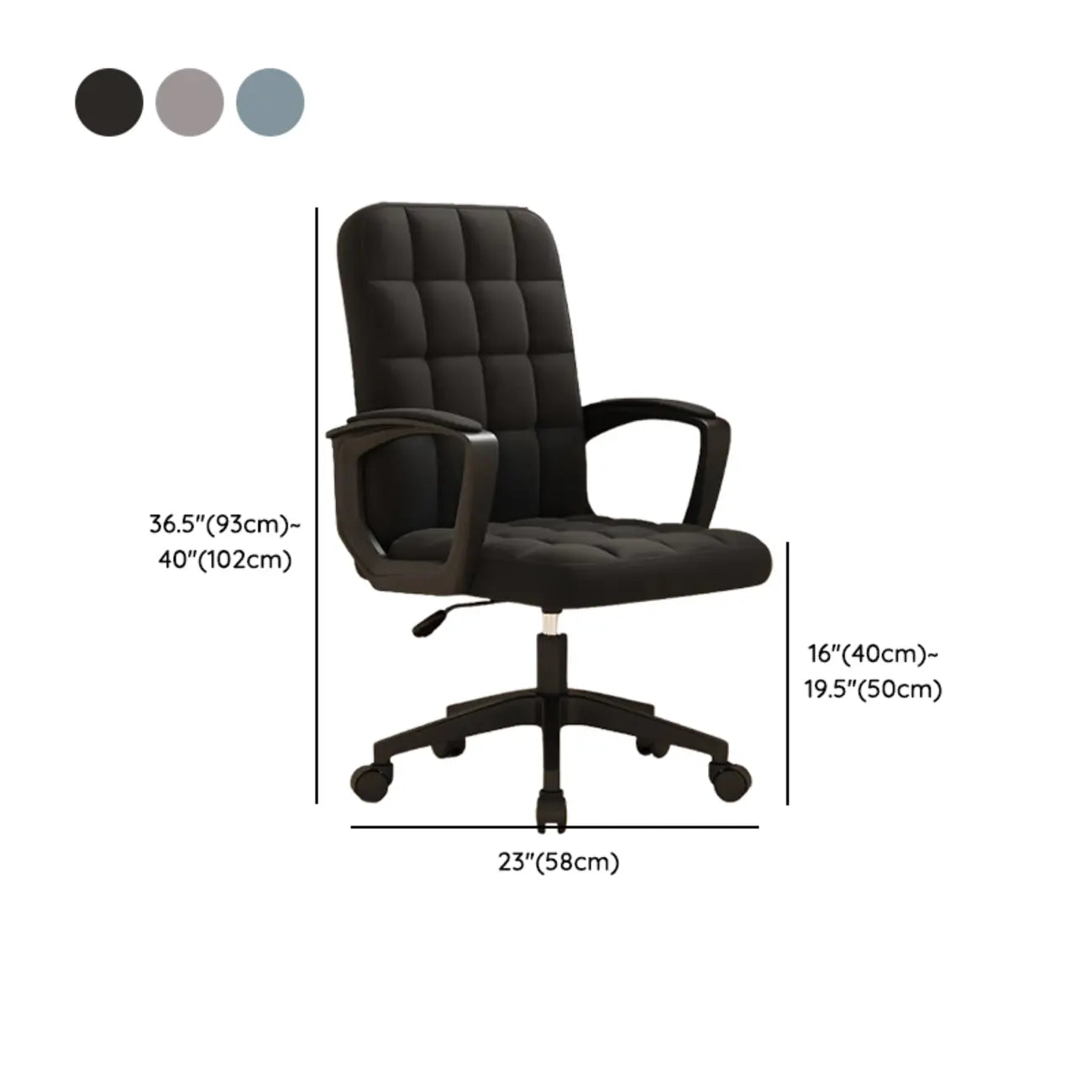 Chaise de bureau pivotante réglable moderne en similicuir noir