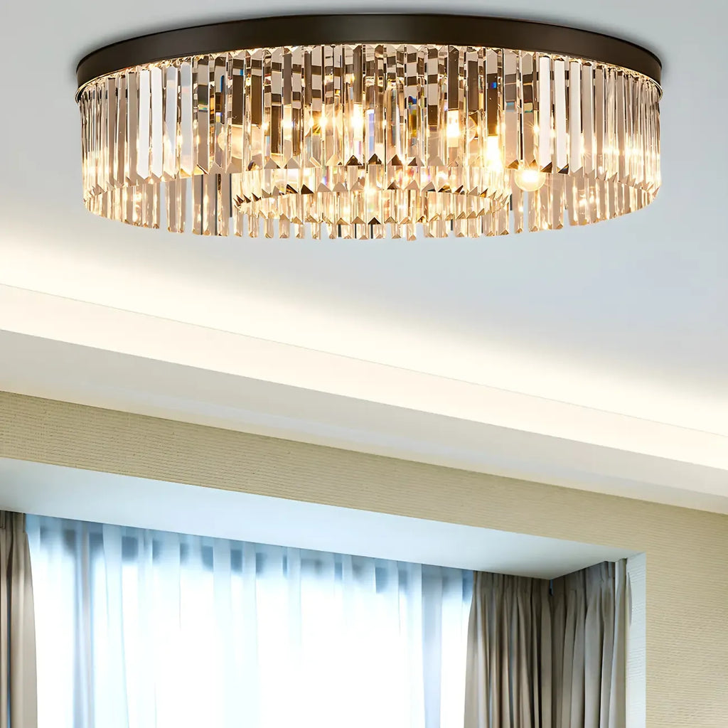 Plafonnier moderne à grand cristal noir encastré