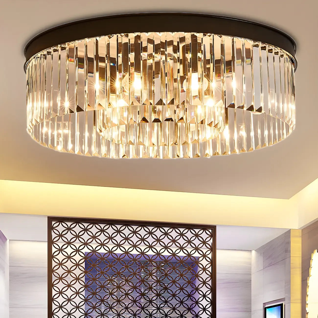 Plafonnier moderne à grand cristal noir encastré