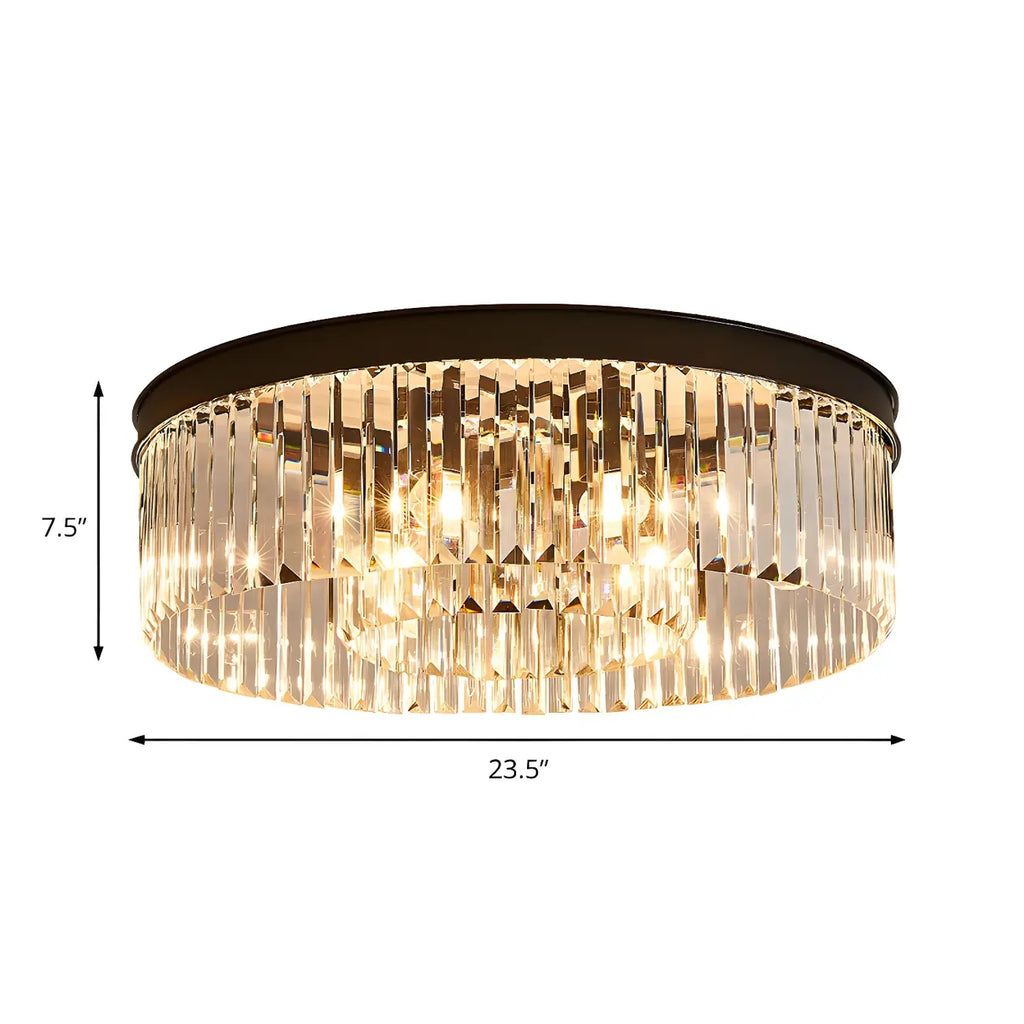 Plafonnier moderne à grand cristal noir encastré