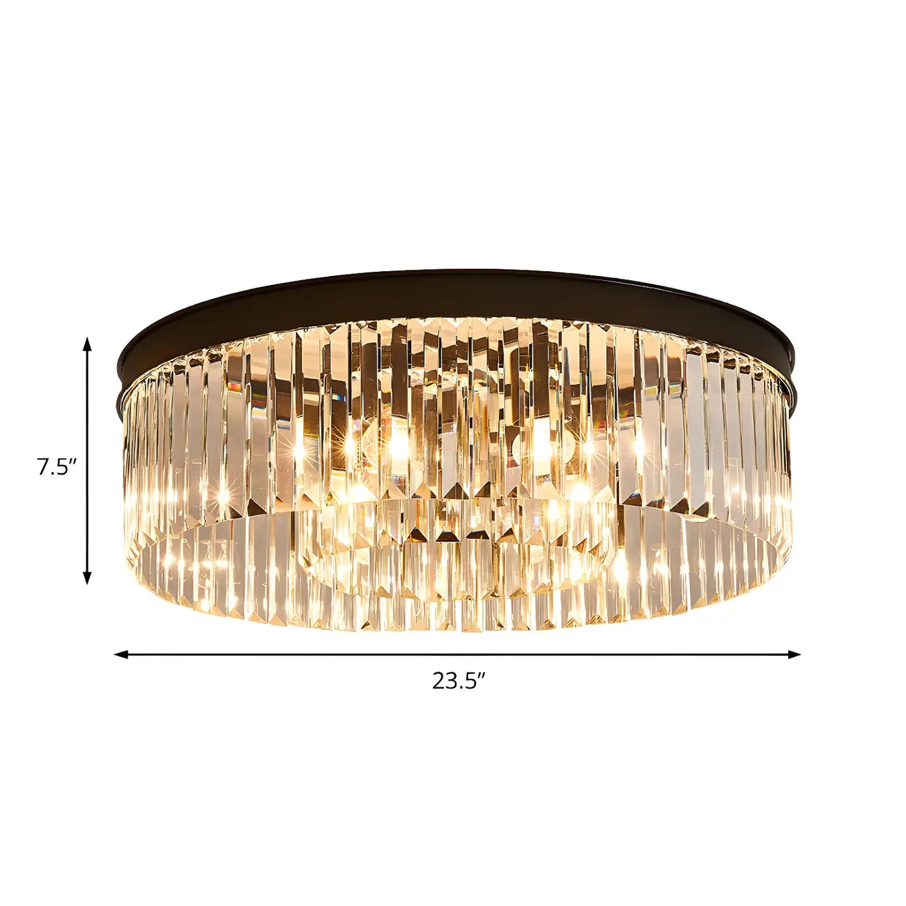 Plafonnier moderne à grand cristal noir encastré