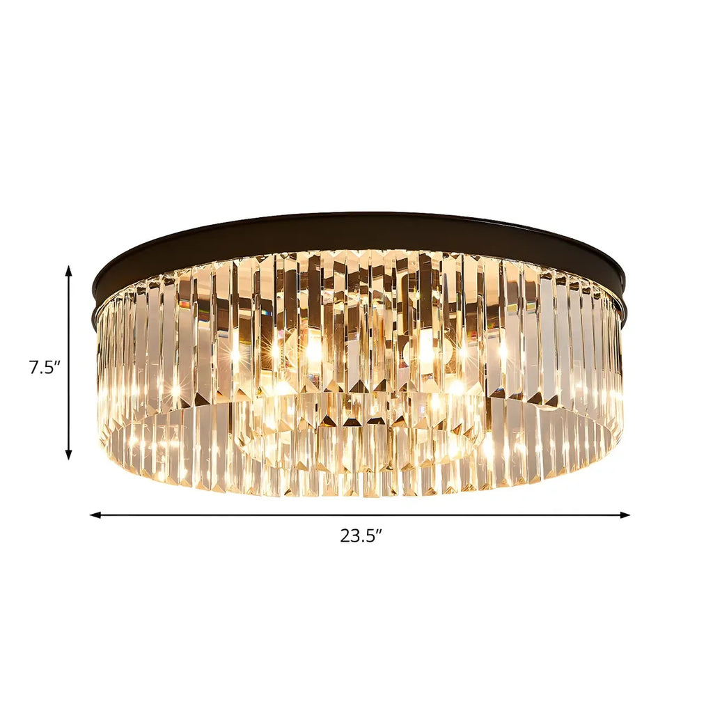 Plafonnier moderne à grand cristal noir encastré